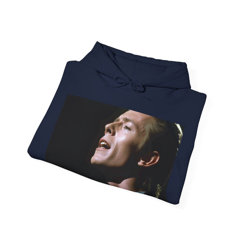 Vibrant navy Ziggy Stardust Live Hoodie with iconic lightning bolt image.