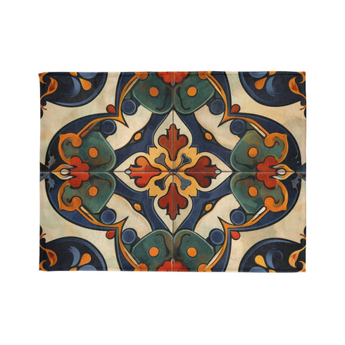 Luxurious artisan tile patterned blanket for elegant home decor.
