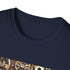 Steampunk symphony navy T-shirt with intricate gears and cogs design.