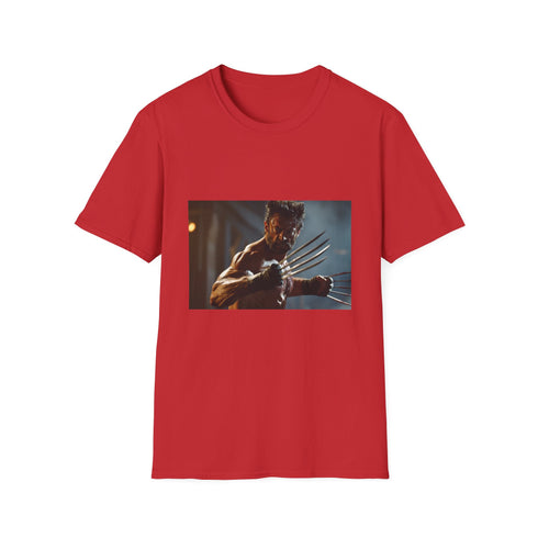 Charcoal cotton T-shirt with fierce watercolor Wolverine claws design