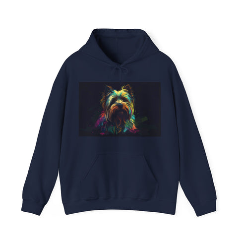 Yorkie Furry Friend Navy Hoodie, Regular Fit Unisex Men's/Women's Clothing.