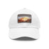 Desert Peaks cotton unisex baseball cap in white with light brown patch.