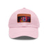 Neon white cotton baseball cap with rectangle light brown patch.