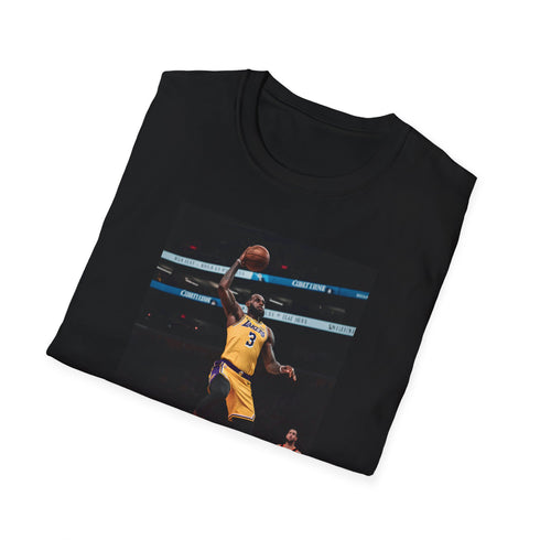 Charcoal cotton crew neck T-shirt featuring LeBron graphic in dynamic action