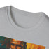 Charcoal cotton T-shirt with vibrant Harry Belafonte portrait for summer