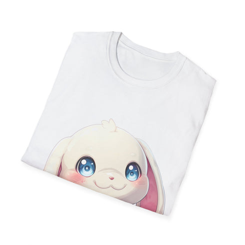 Chubby white Cinnamoroll dog cartoon tee in charcoal, size S.