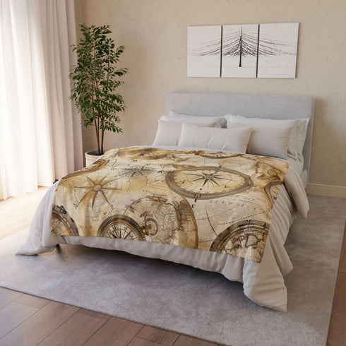Vintage Cartography Explorer Maps Seamless Plush Fleece Throw Blanket - View 9 | Prints With Passion