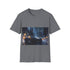 Charcoal cotton crew neck t-shirt with Gotham City Batmobile graphic