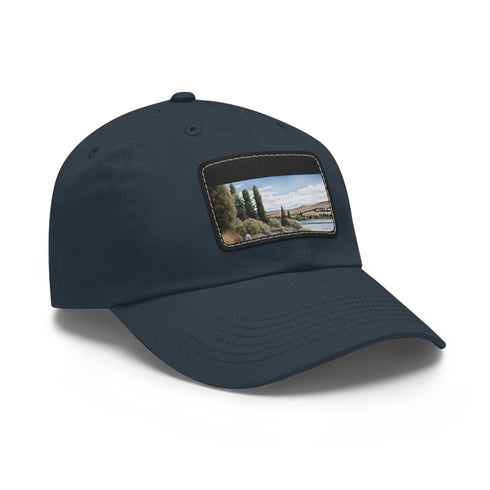 Kiwi Lake Adventure Baseball Cap white/light brown patch rectangle vegan.