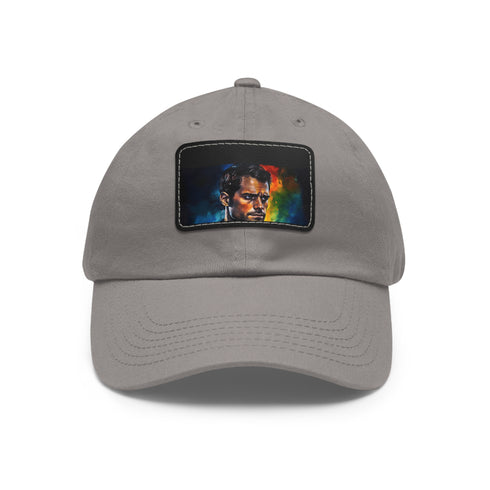 Neon watercolor snapback featuring Henry Cavill inspiration, white/light brown rectangle patch.