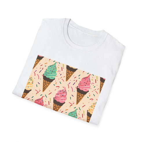 Summer day ice cream cone sprinkles pattern t-shirt in charcoal.