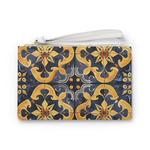 Artisan tile clutch bag with unique traditional craftsmanship inspired pattern.