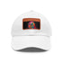 Vibrant neon watercolor splatter cap with light brown rectangular patch.