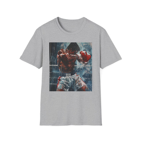 Pugilistic Prowess Boxer Painting Charcoal T-shirt - Cotton Crewneck Men's Summer Tee