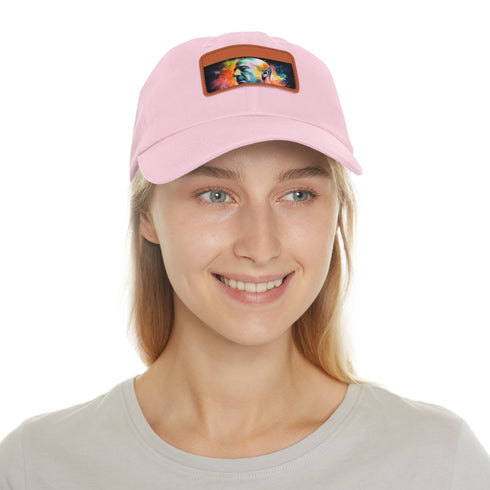 Neon Watercolor Jeff Bezos Cap White Rectangle Unisex Cotton Vegan Hat
