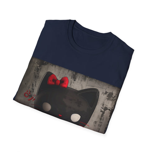 Dark charcoal Kuromi t-shirt, crew neck style, cotton fabric, regular fit.