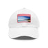 White Malibu Dreamin baseball cap with light brown patch and rectangle shape.