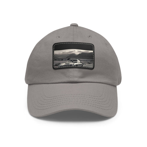 Elite Speedster Aston Martin DB5 baseball cap in white with light brown patch.