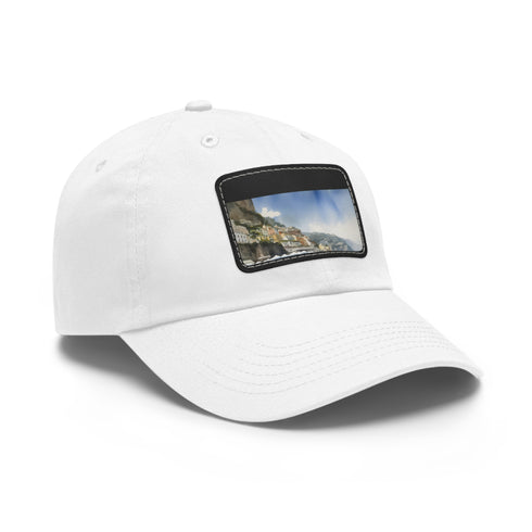 Amalfi Coast Dreams Baseball Cap in White with Light Brown Patch