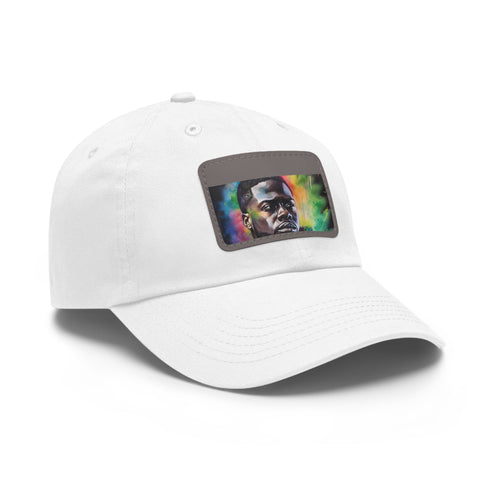 Kevin Hart neon watercolor cotton hat with light brown rectangle patch.