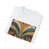 Charcoal cotton T-shirt with abstract art deco patterns and crew neck