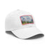 Swiss Alps watercolor cap in white with light brown patch.