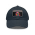 Neon watercolor splatter baseball cap with rectangular light brown patch.