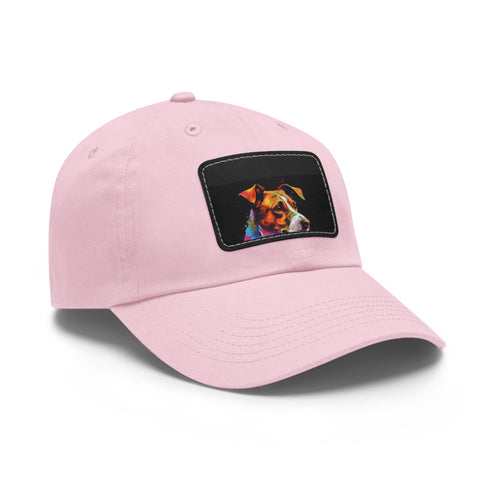 Jack Russell puppy love baseball cap with light brown patch.