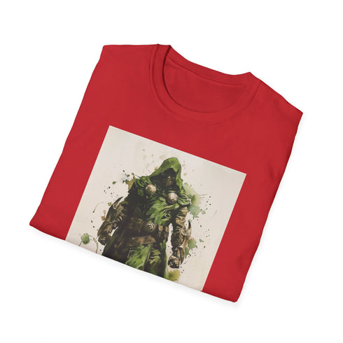 Charcoal cotton crew neck t-shirt with Doctor Doom in green silver armor