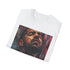 Charcoal crew neck T-shirt featuring vibrant painting of Drake in soft cotton