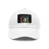 Neon watercolor Paul McCartney baseball cap with light brown patch, rectangle design.