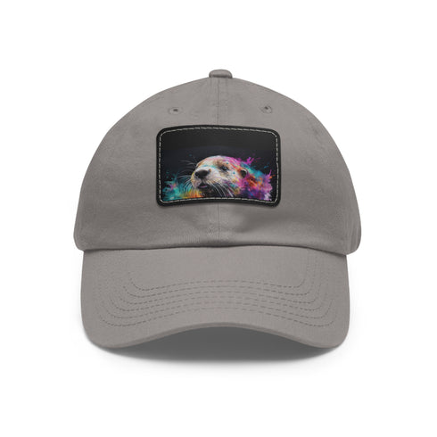 Happy Otter Watercolor Cap in White with Light Brown patch.