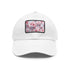 Cherry blossom patterned baseball cap with 3D effect in white.