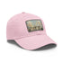 White cotton baseball cap featuring Buckingham Palace watercolor design.