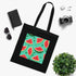 Watermelon Paradise Tote Bag, Black Cotton Hawaiian-inspired Repeating Pattern.