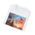 Charcoal crew neck T-shirt with vibrant Boracay sunset illustration