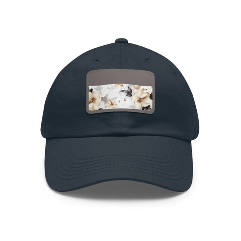 Botanical x-ray blossom cap in white with light brown patch.