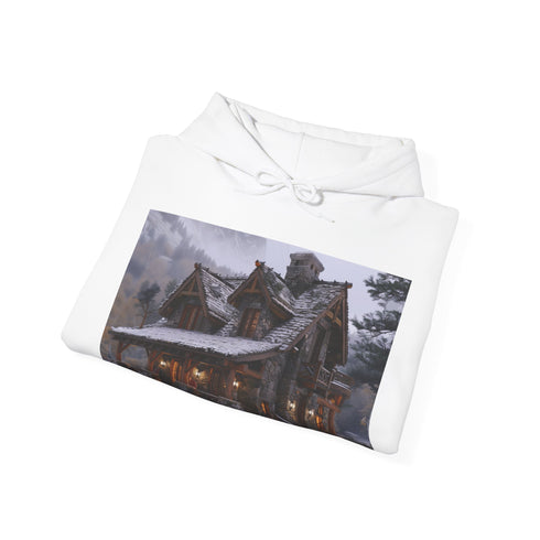Rustic navy cabin getaway hoodie - cozy, mountain-inspired comfort for all.