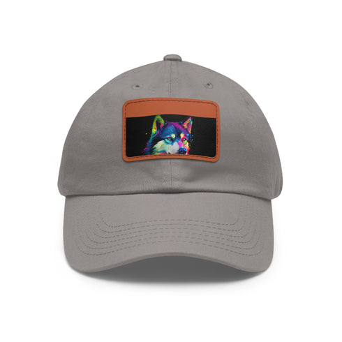 Husky Love Baseball Cap in White with Light Brown Patch