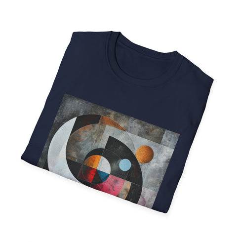Abstract geometric charcoal T-shirt with crew neck and regular fit