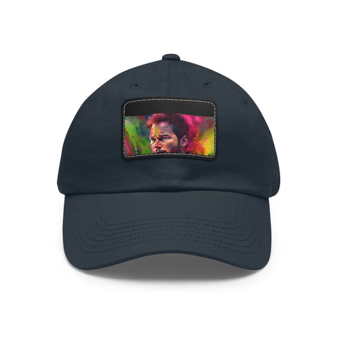 Vibrant neon Chris Pratt cap with light brown patch and rectangular design.