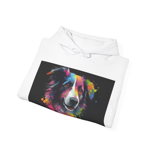 Smiling Collie Majesty Navy Watercolor Hoodie, Unisex Regular Fit.