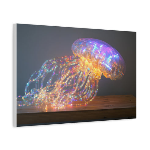 Jellyfish with Fiber Optic Tentacles Stretched Canvas Wall Art