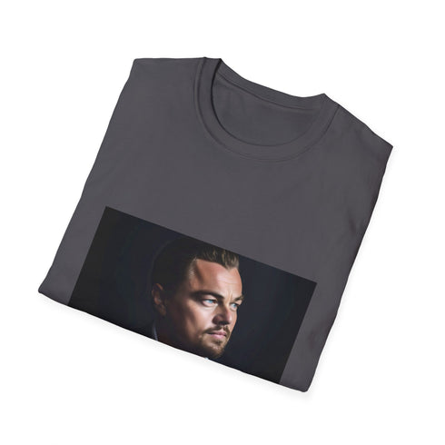 Charcoal cotton crew neck t-shirt with captivating Leonardo DiCaprio graphic