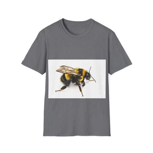Vibrant bumblebee watercolor tee in charcoal featuring soft cotton crew neck