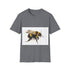 Vibrant bumblebee watercolor tee in charcoal featuring soft cotton crew neck