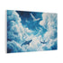 Sky Whales Grazing on Clouds — Canvas Wall Art — Side Profile & Stretched Corner Detail