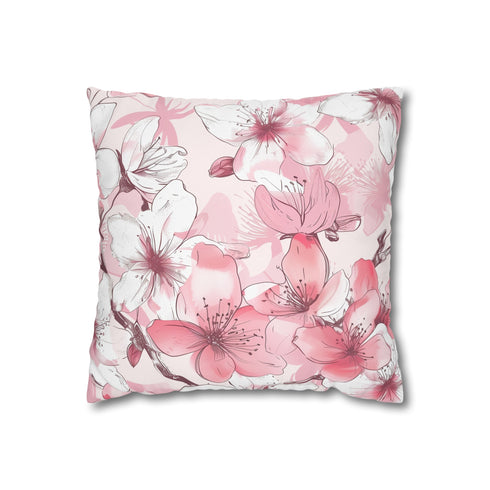 Cherry Blossom Bliss Pillowcase, Pink and White Seamless Pattern for Tranquil Sleep
