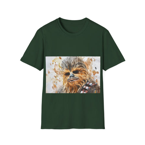 Charcoal cotton t-shirt with vibrant Chewbacca watercolor design regular fit