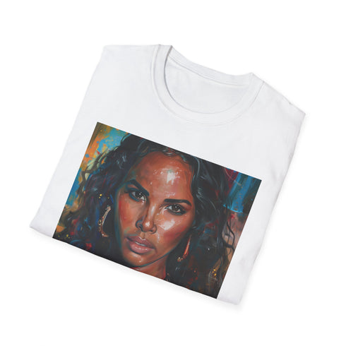 Charcoal crew neck Alicia Keys portrait T-shirt, cotton, regular fit.